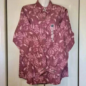 Vintage NWT‎ Cabelas Women's Button Down Maroon Snowflake Shirt